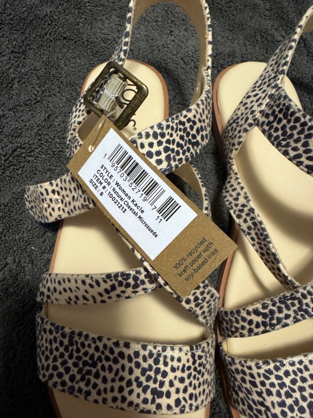 Toms Beige and Black Dotted Strappy Sandals - Picture 2 of 4